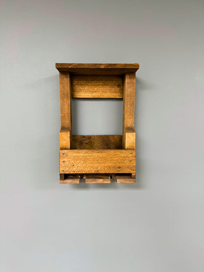 Wall Mount Wooden Wine Rack -2 Bottle Holder with Glass Hanger- Amish Made