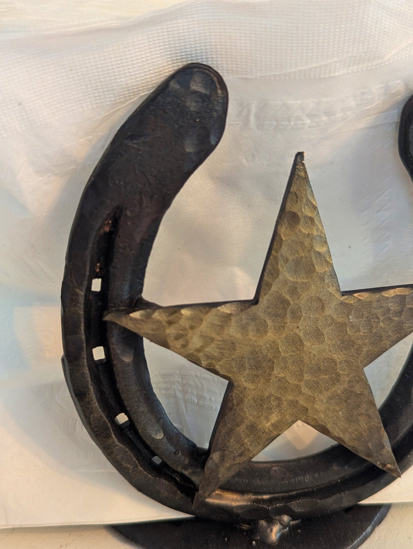 Hand-Forged Steel Napkin Holder - Horseshoe and Star Accent | Amish Blacksmith made Kitchen Accessory | Rustic Farm, Ranch, & Metal Decor