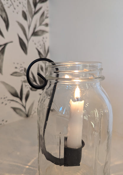 Mason Jar Insert Taper Candle Holder, Farmhouse Rustic Decor, Taper Candle, Wedding Table Centerpiece, Handcrafted by Amish.