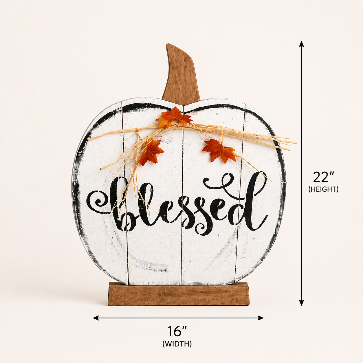Amish Made "Blessed" Pumpkin Porch Sitter and Yard Stake | Handmade Wooden Garden Decor | Rustic Fall Decor