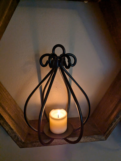 Wrought Iron Tea Light Basket | Heavy Duty Hanging or Stand Alone Candle Holder | Rustic Farmhouse Decor, Large & Small Size