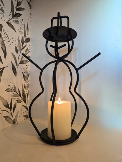 Snowman candle holder - jar candle - wrought iron - amish made