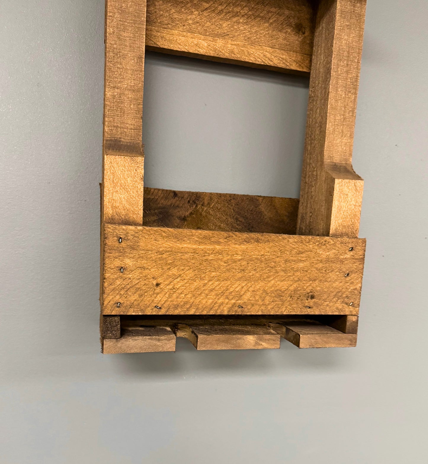 Wall Mount Wooden Wine Rack -2 Bottle Holder with Glass Hanger- Amish Made