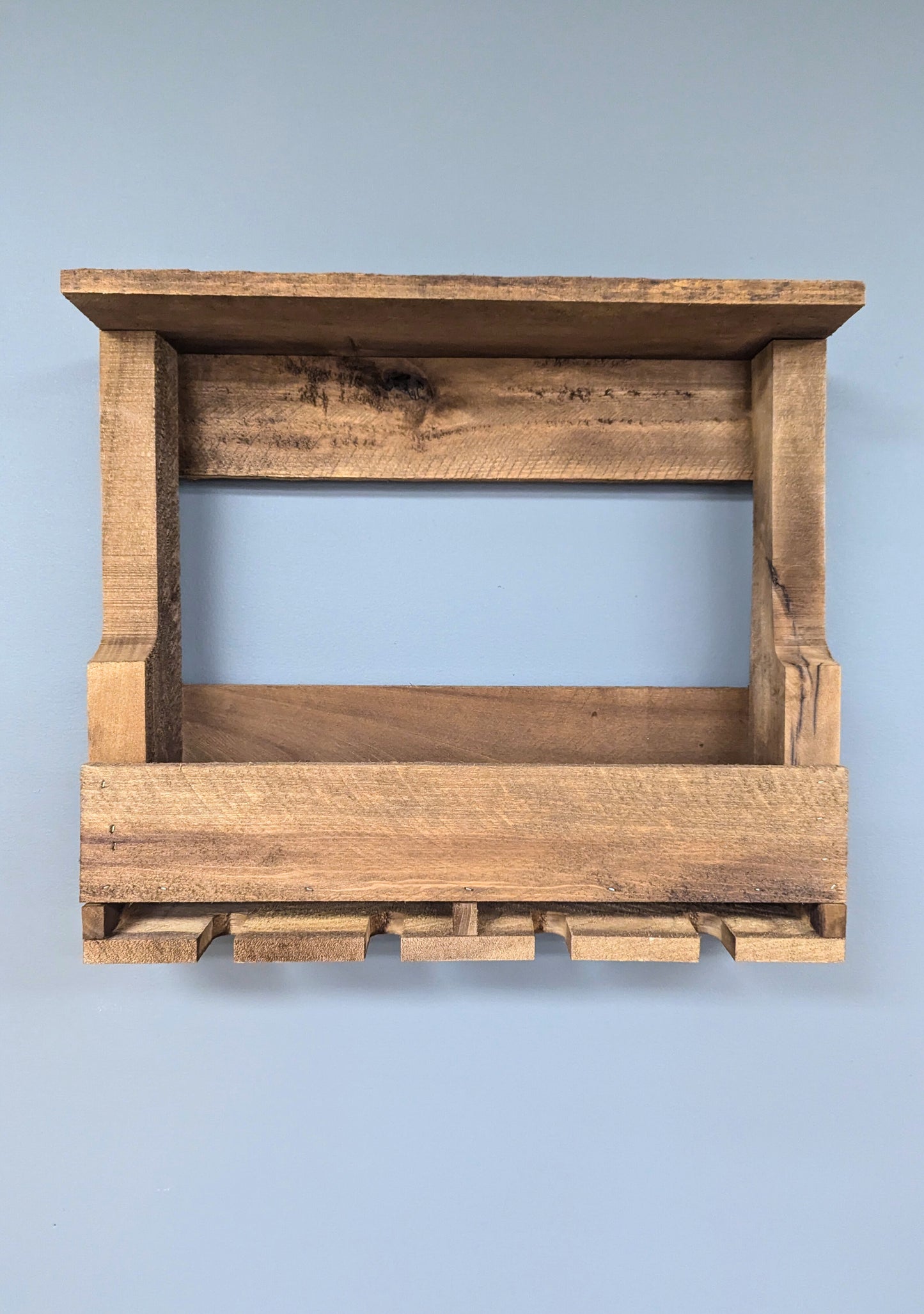 Wooden Wall Mount 4 Bottle Wine Rack - Amish Made Wine Storage & Wine Glass Hanger