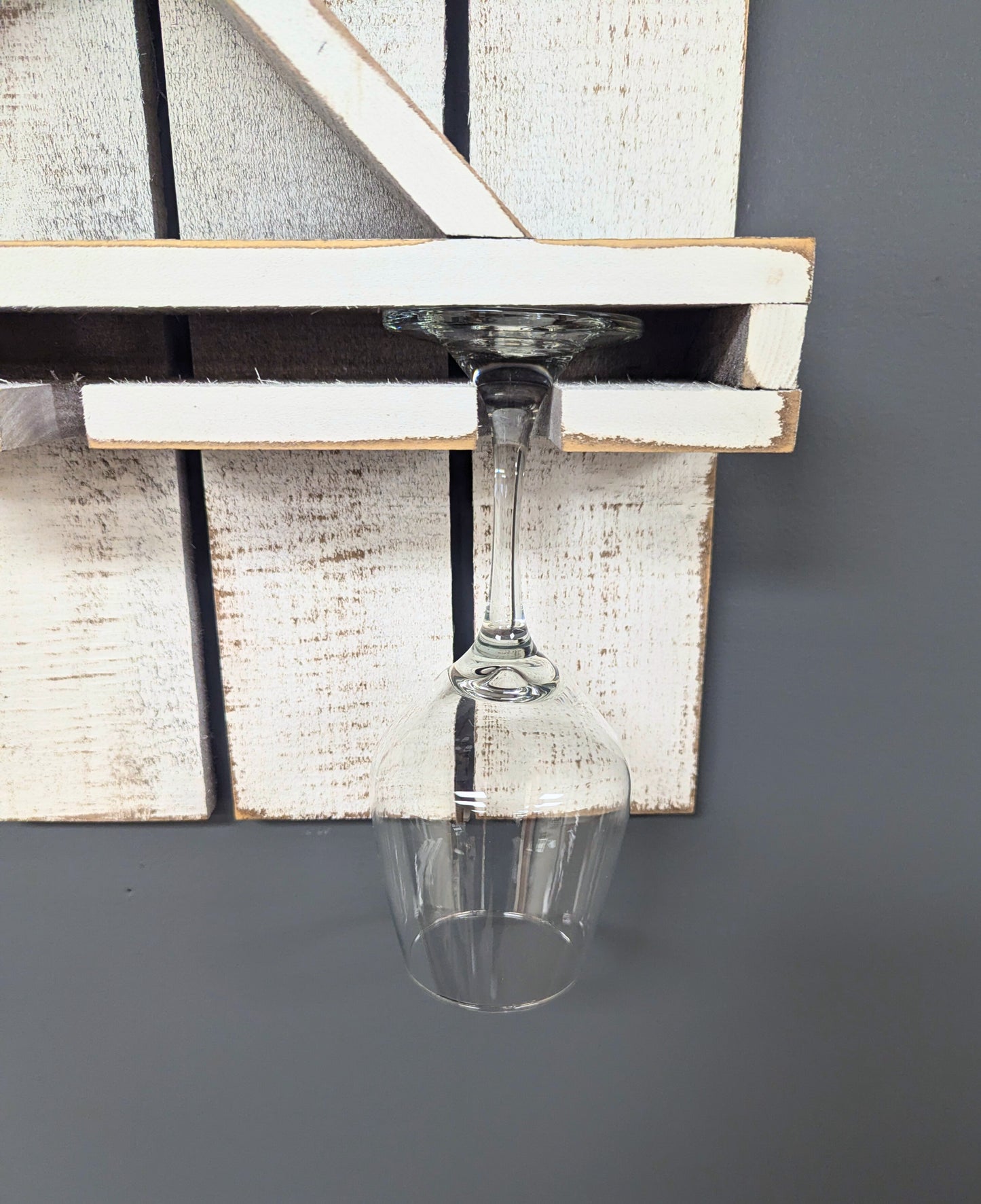 Wall Mount Wooden Wine Rack - Amish Made 1 Bottle Holder with Glass Hanger