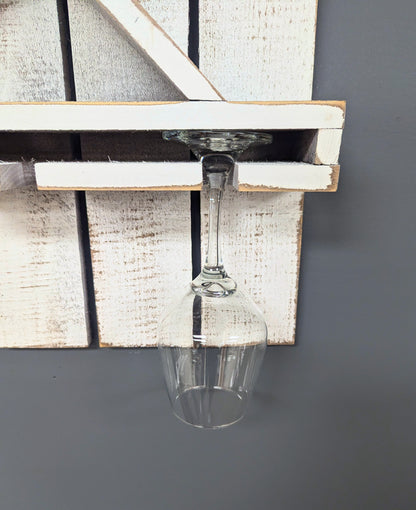 Wall Mount Wooden Wine Rack - Amish Made 1 Bottle Holder with Glass Hanger