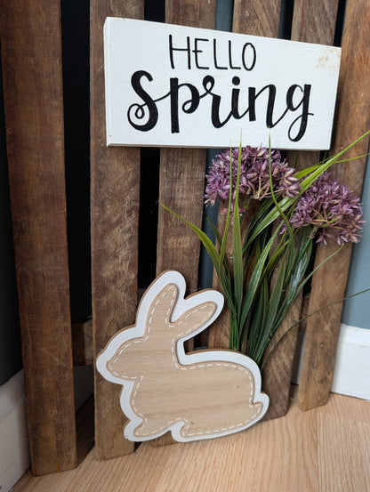 Amish made "Hello Spring" Wooden Fence Sign | Rustic Farmhouse Decor | Home Accent
