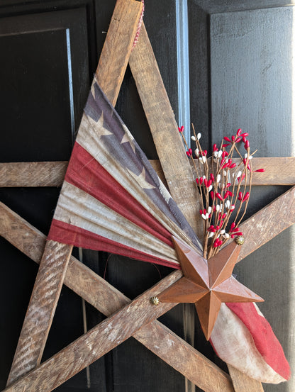 Handcrafted Amish Wooden Barn Star | Americana Patriotic Farmhouse Wall Decor