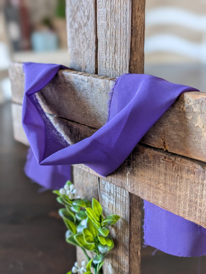Amish Made Wooden Cross Decor | Wood Lathe Cross with Base | Rustic Farmhouse Christian Home Decor | Small or Large | White or Natural Wood