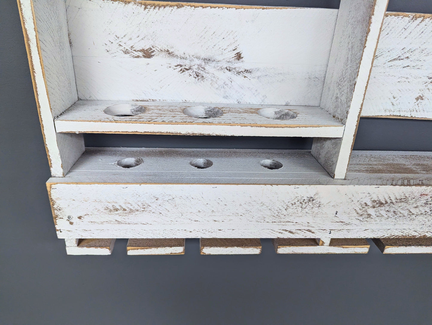Amish Made 6 Bottle Wine Rack - Wall Mount Wine Storage & Glass Hanger - Wooden Pallet Bar Decor - Kitchen Organization