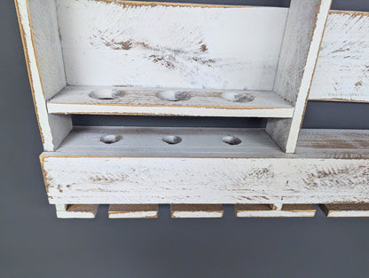 Amish Made 6 Bottle Wine Rack - Wall Mount Wine Storage & Glass Hanger - Wooden Pallet Bar Decor - Kitchen Organization