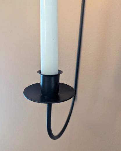Star themed wall sconce - taper candle - wrought iron - amish made