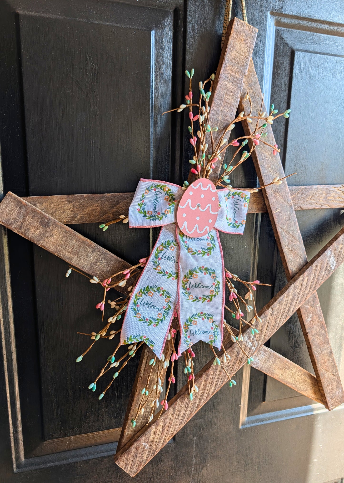 Rustic Wooden Star Door Hanger, Spring & Easter Farmhouse Decor