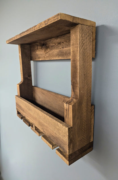 Wooden Wall Mount 4 Bottle Wine Rack - Amish Made Wine Storage & Wine Glass Hanger