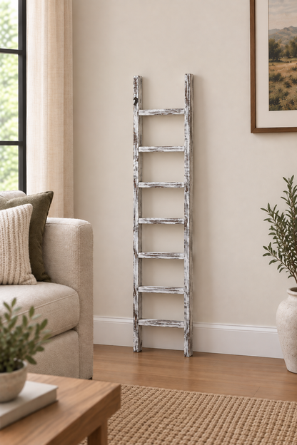 Amish Made 4 Ft Blanket Ladder, Farmhouse Blanket Holder, Decorative Wood Ladder, Handmade Home Decor