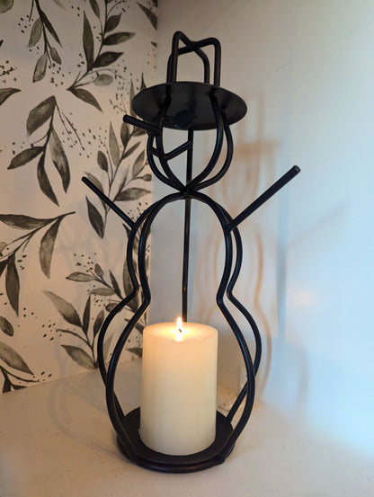 Snowman candle holder - jar candle - wrought iron - amish made
