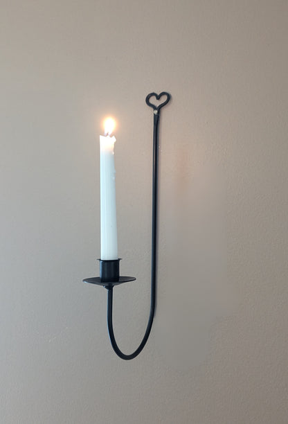 Heart themed wall sconce - taper candle - wrought iron - amish made