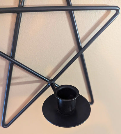 Wall Sconce - Taper candle holder - Star - Wrought Iron - Amish Handmade