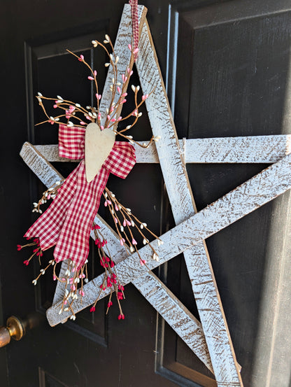 Handmade Wooden Star – Rustic Valentine's Day Farmhouse Decor, 24"