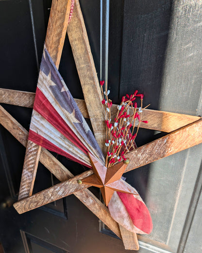 Handcrafted Amish Wooden Barn Star | Americana Patriotic Farmhouse Wall Decor