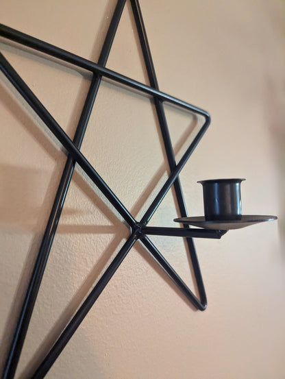 Wall Sconce - Taper candle holder - Star - Wrought Iron - Amish Handmade