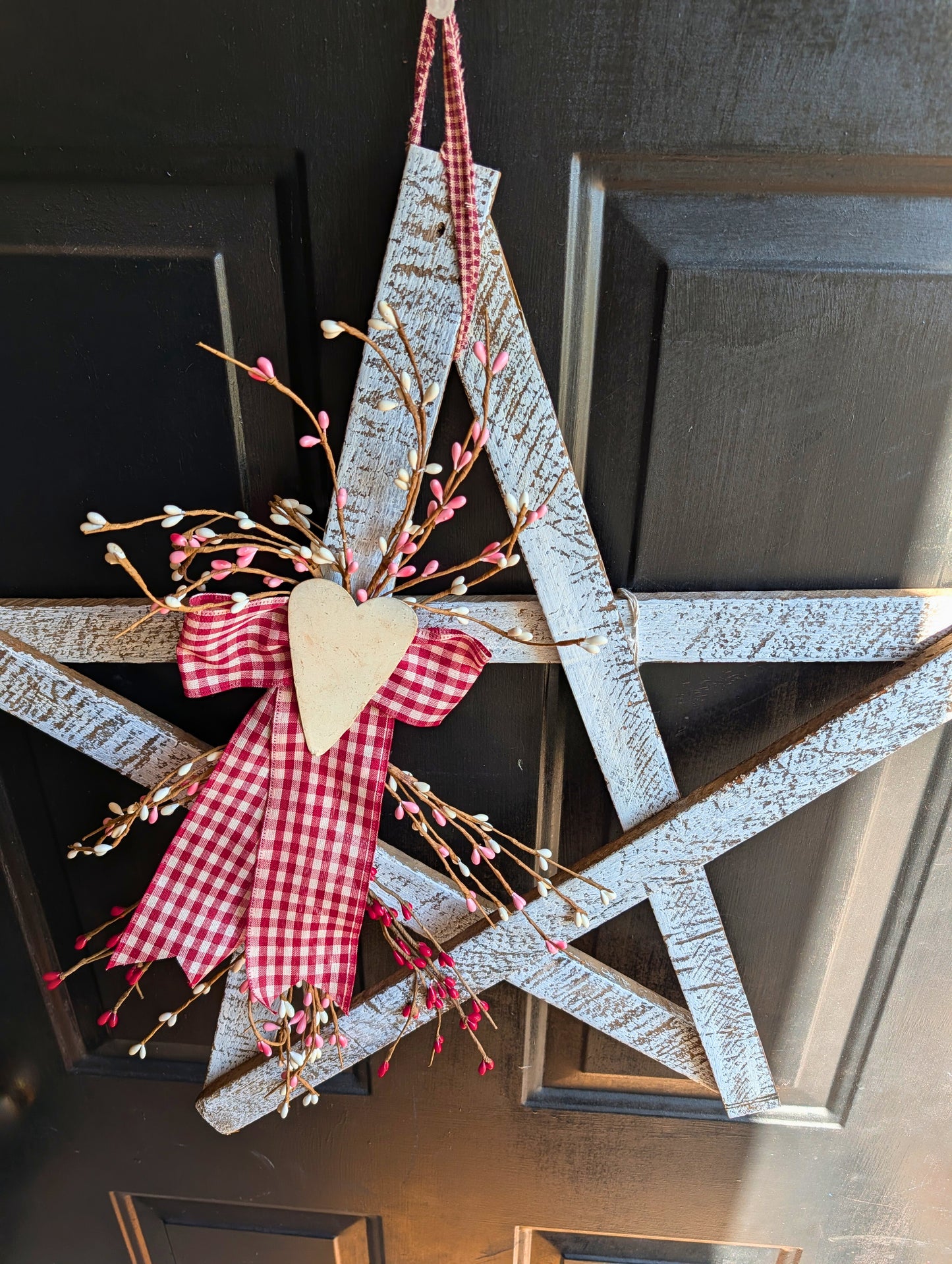Handmade Wooden Star – Rustic Valentine's Day Farmhouse Decor, 24"