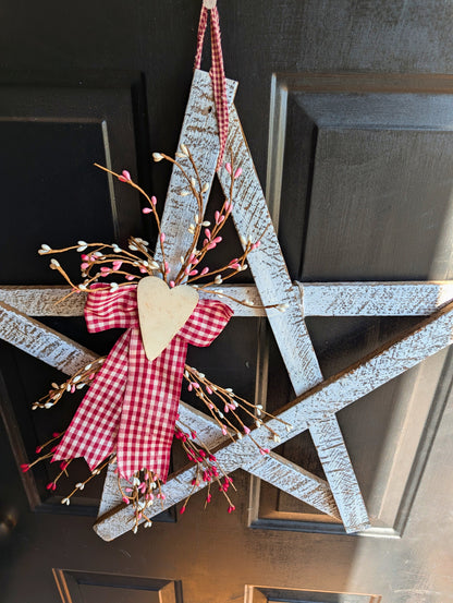Handmade Wooden Star – Rustic Valentine's Day Farmhouse Decor, 24"