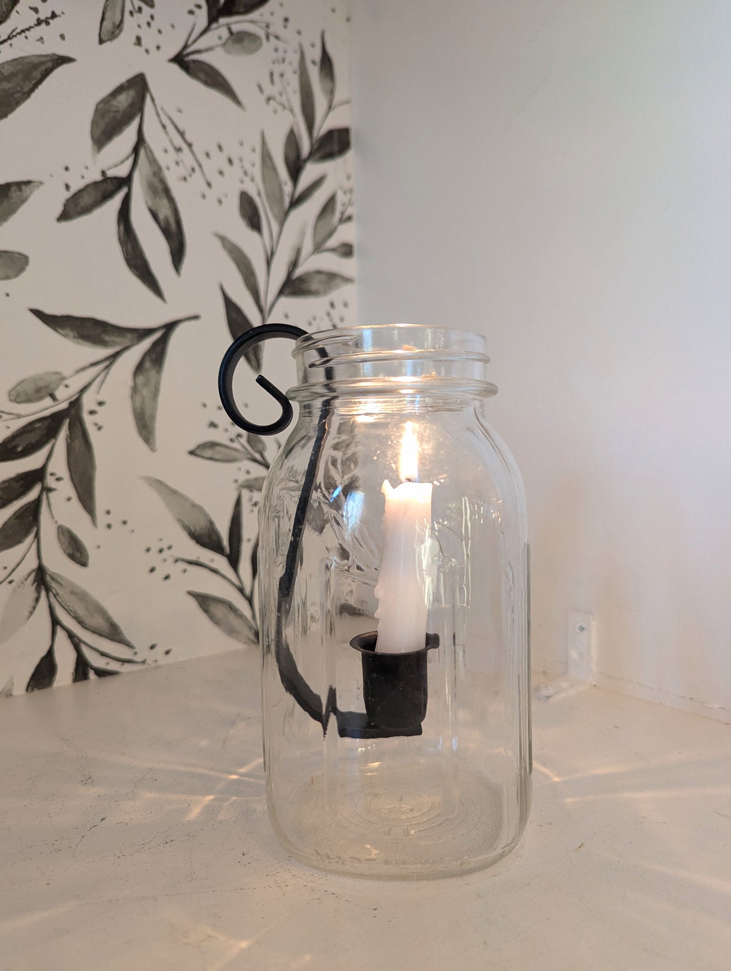 Mason Jar Insert Taper Candle Holder, Farmhouse Rustic Decor, Taper Candle, Wedding Table Centerpiece, Handcrafted by Amish.