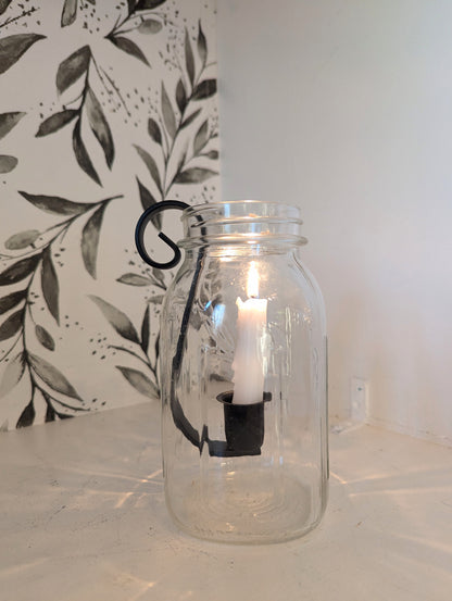 Mason Jar Insert Taper Candle Holder, Farmhouse Rustic Decor, Taper Candle, Wedding Table Centerpiece, Handcrafted by Amish.
