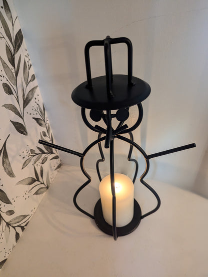 Snowman candle holder - jar candle - wrought iron - amish made