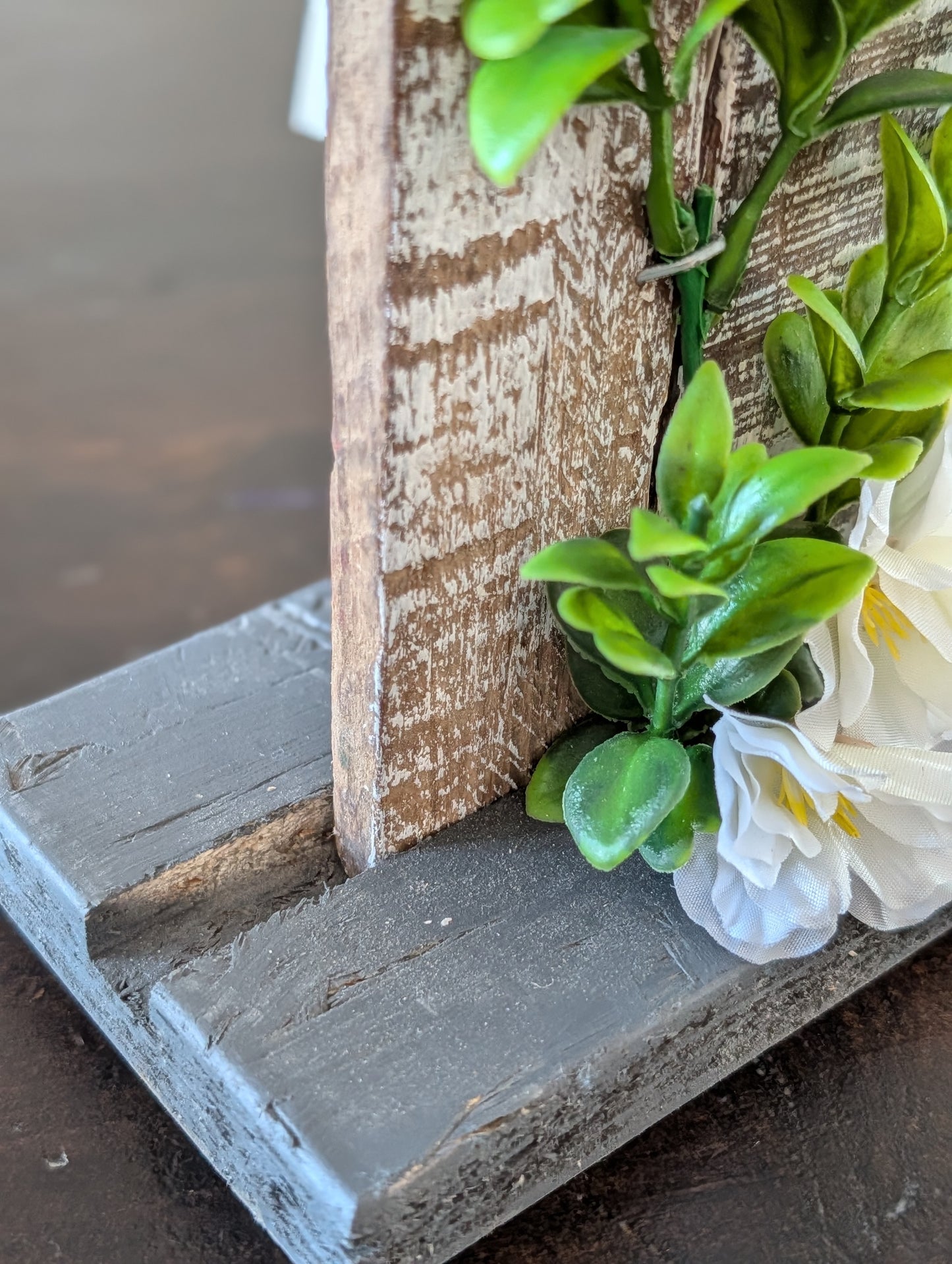 Amish Made Wooden Cross Decor | Wood Lathe Cross with Base | Rustic Farmhouse Christian Home Decor | Small or Large | White or Natural Wood