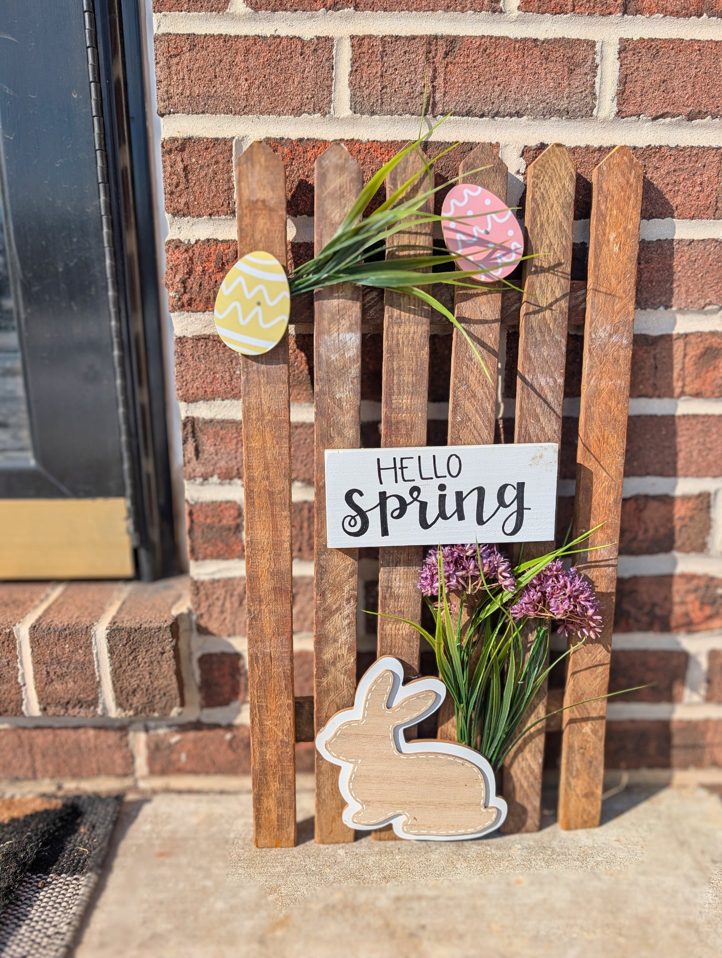 Amish made "Hello Spring" Wooden Fence Sign | Rustic Farmhouse Decor | Home Accent