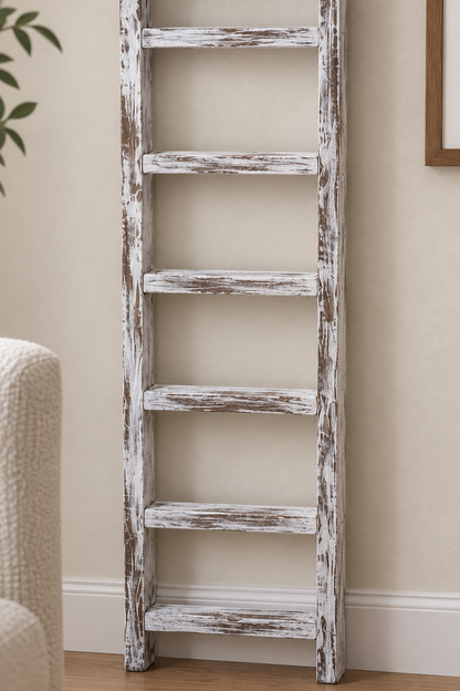 Amish Made 4 Ft Blanket Ladder, Farmhouse Blanket Holder, Decorative Wood Ladder, Handmade Home Decor