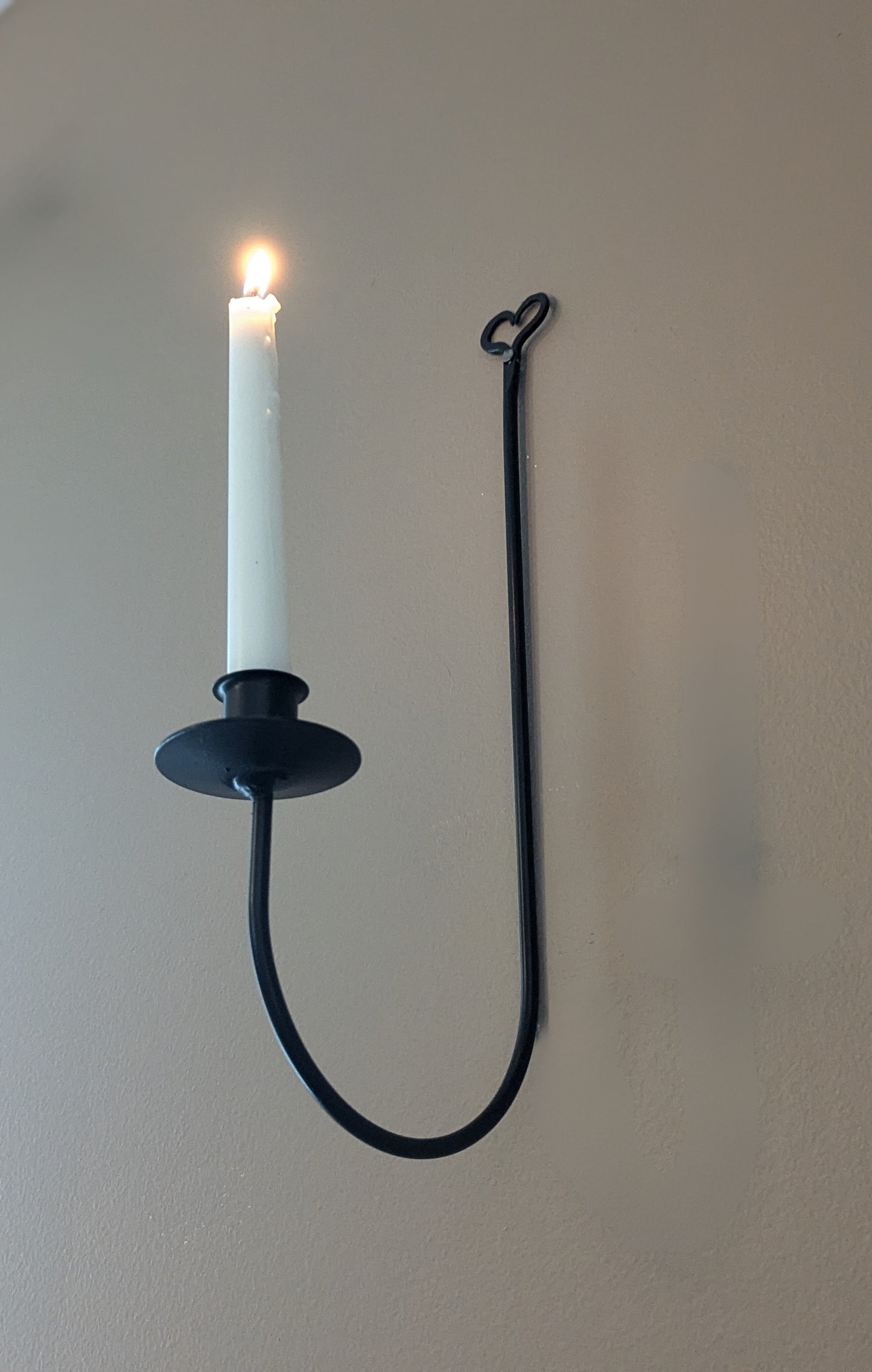 Heart themed wall sconce - taper candle - wrought iron - amish made