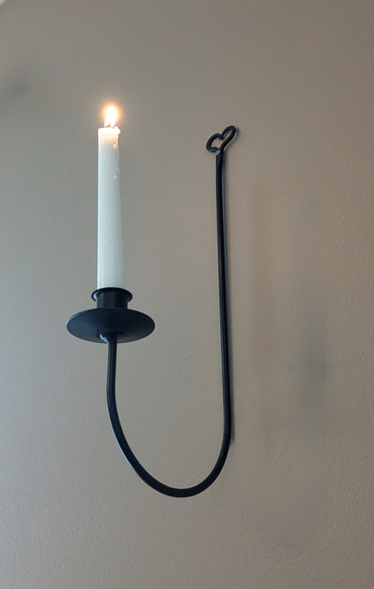 Heart themed wall sconce - taper candle - wrought iron - amish made