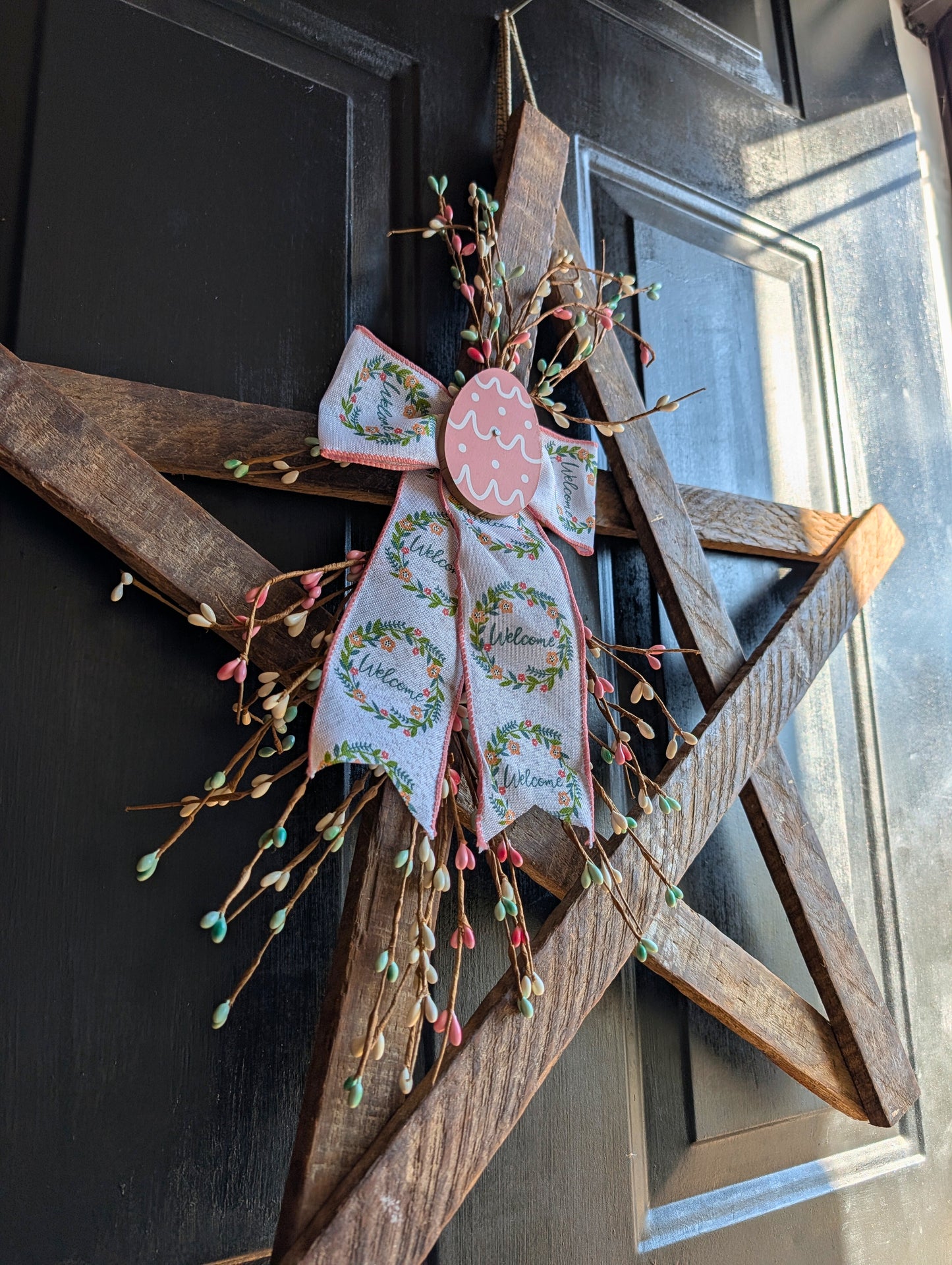 Rustic Wooden Star Door Hanger, Spring & Easter Farmhouse Decor