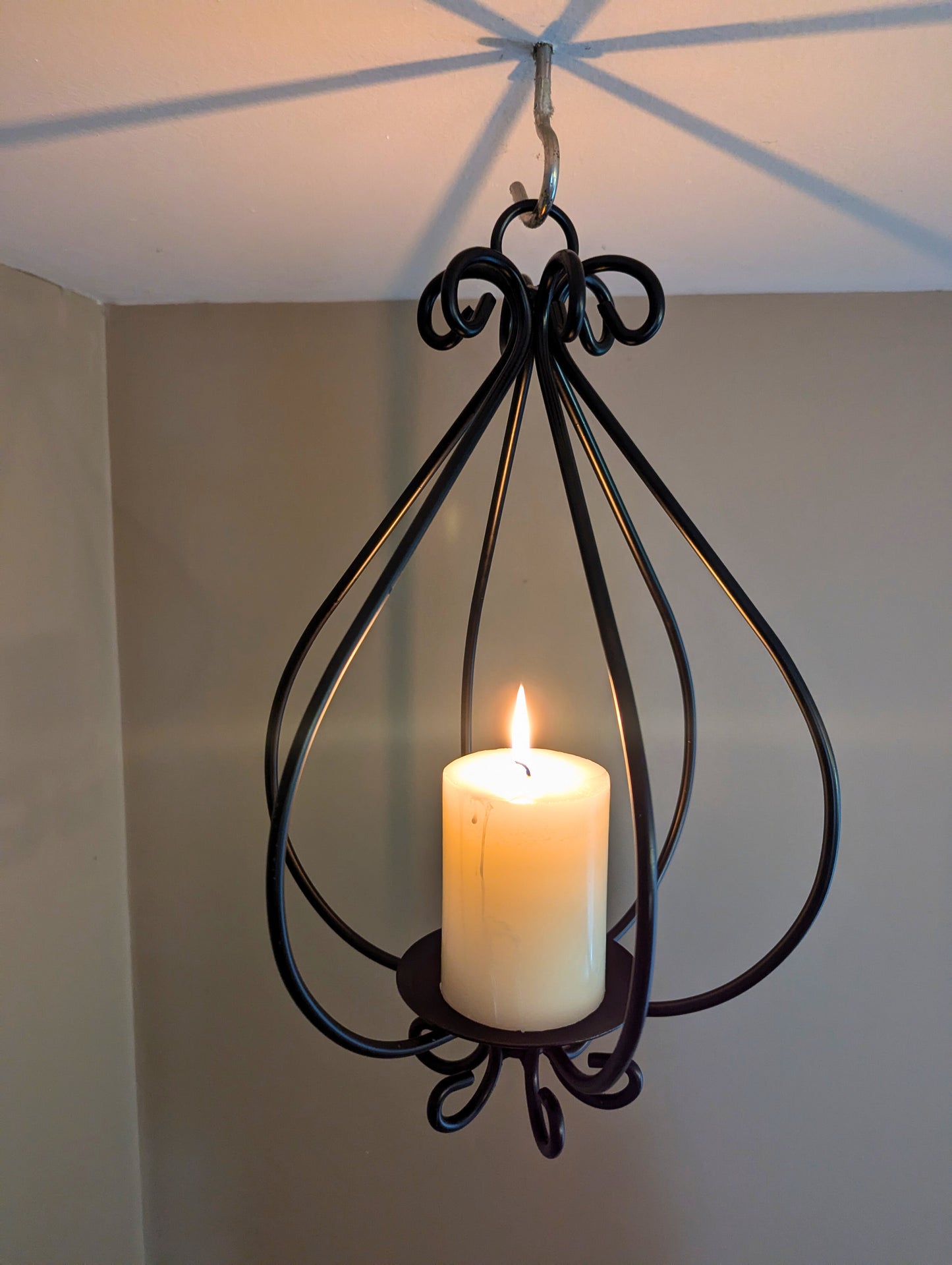 Wrought Iron Tea Light Basket | Heavy Duty Hanging or Stand Alone Candle Holder | Rustic Farmhouse Decor, Large & Small Size