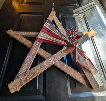 Handcrafted Amish Wooden Barn Star | Americana Patriotic Farmhouse Wall Decor
