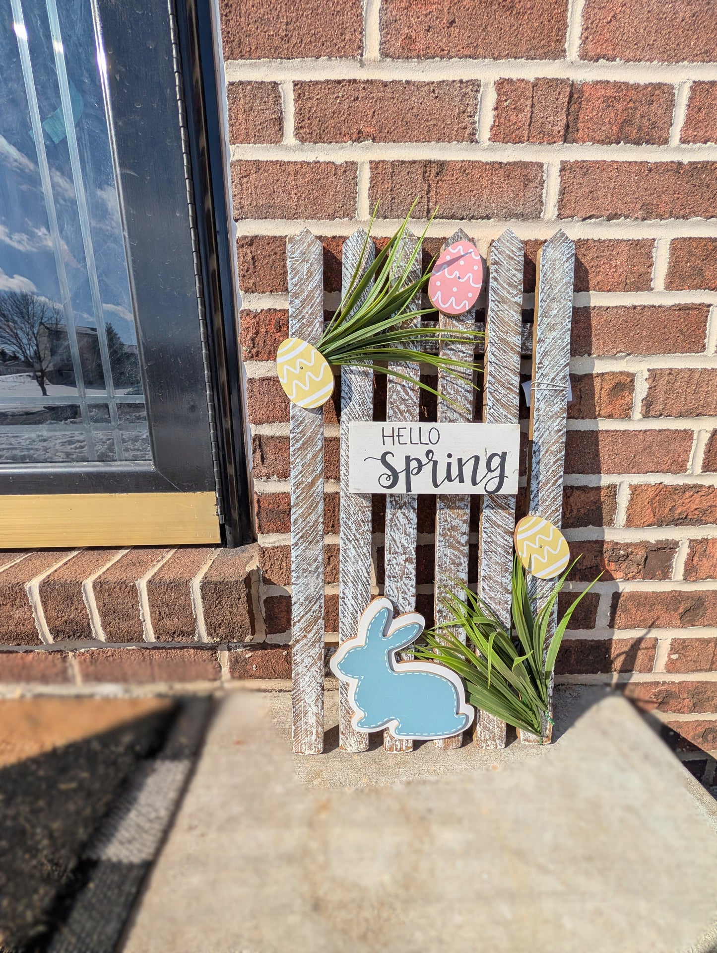 Amish made "Hello Spring" Wooden Fence Sign | Rustic Farmhouse Decor | Home Accent