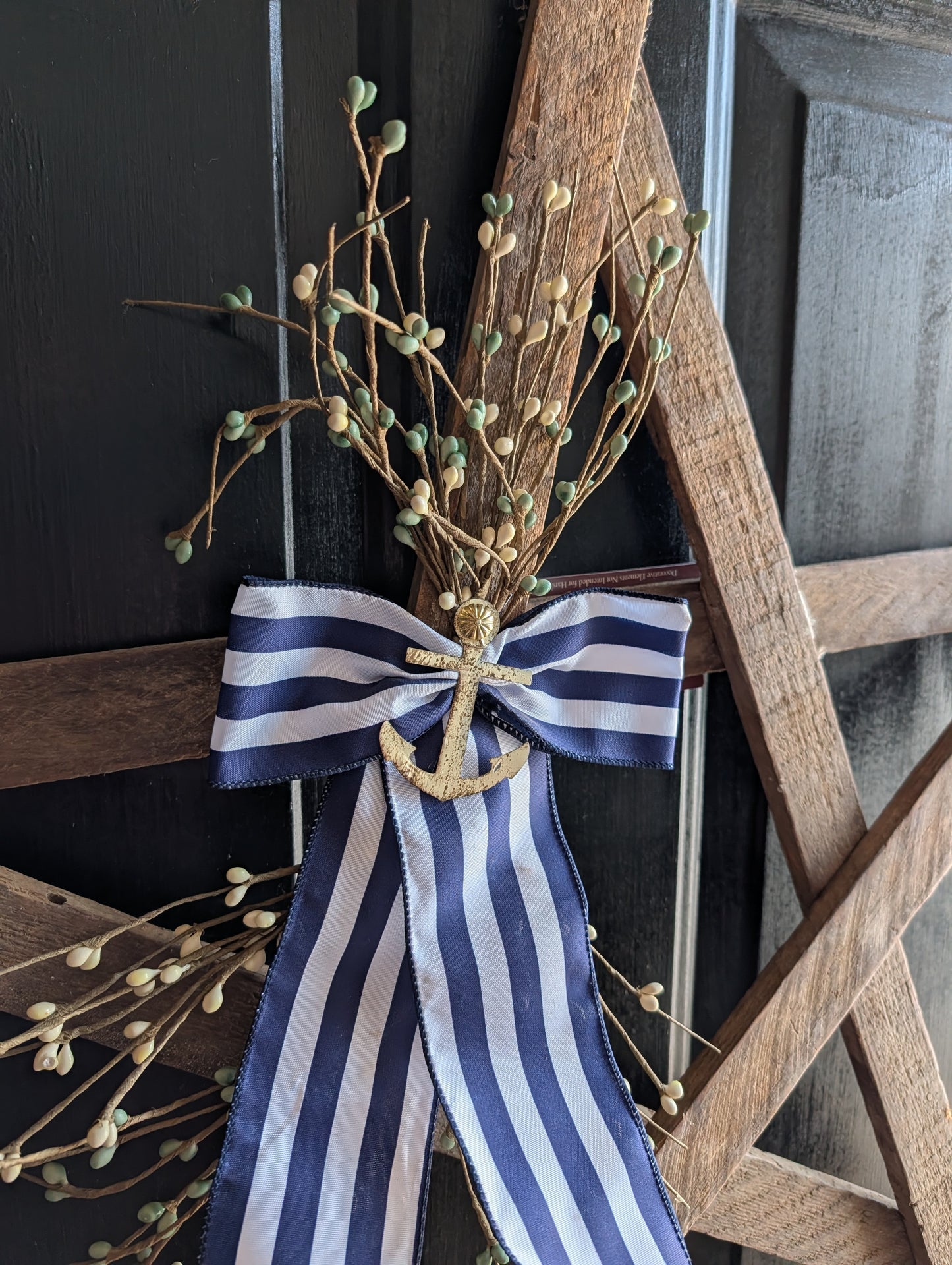 Rustic Wooden Star w/ Anchor & bow – Whitewashed or Plain, Amish Made Nautical summer Wall Hanging, Farmhouse Decoration