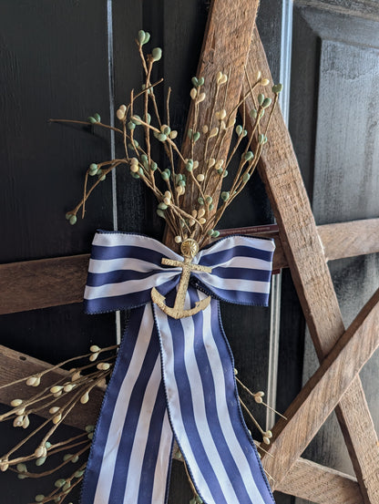 Rustic Wooden Star w/ Anchor & bow – Whitewashed or Plain, Amish Made Nautical summer Wall Hanging, Farmhouse Decoration