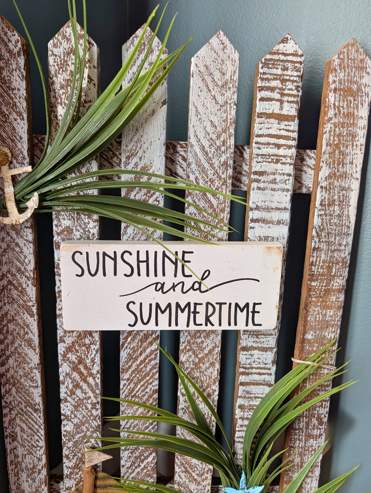 Amish made "Sunshine and Summertime" Wooden Fence Sign | Rustic Farmhouse Decor | Home Accent
