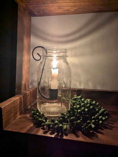 Mason Jar Insert Taper Candle Holder, Farmhouse Rustic Decor, Taper Candle, Wedding Table Centerpiece, Handcrafted by Amish.
