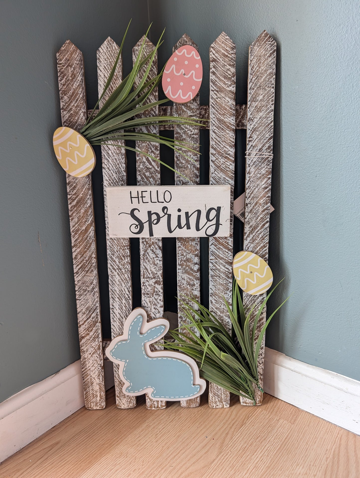 Amish made "Hello Spring" Wooden Fence Sign | Rustic Farmhouse Decor | Home Accent