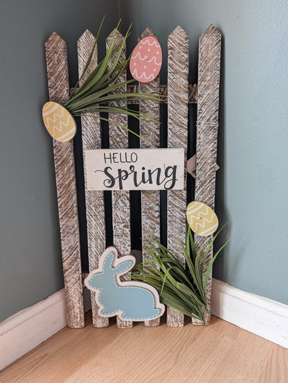 Amish made "Hello Spring" Wooden Fence Sign | Rustic Farmhouse Decor | Home Accent