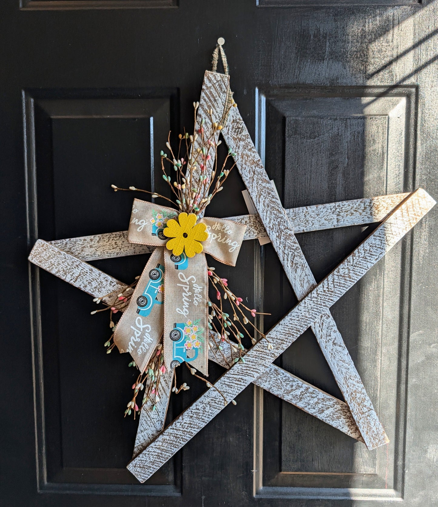 Rustic Wooden Star Door Hanger, Spring & Easter Farmhouse Decor