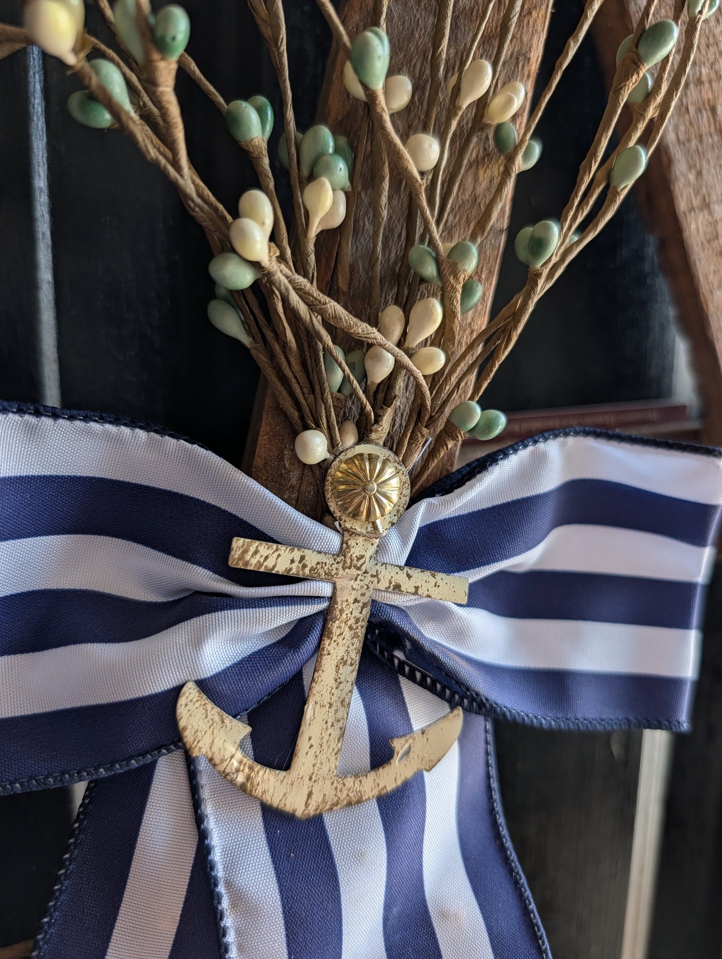 Rustic Wooden Star w/ Anchor & bow – Whitewashed or Plain, Amish Made Nautical summer Wall Hanging, Farmhouse Decoration
