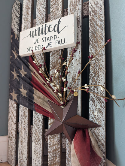 Amish made Patriotic Wooden Fence Sign | Rustic Farmhouse Decor | Summer Home Accent