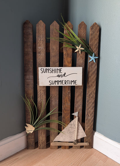 Amish made "Sunshine and Summertime" Wooden Fence Sign | Rustic Farmhouse Decor | Home Accent