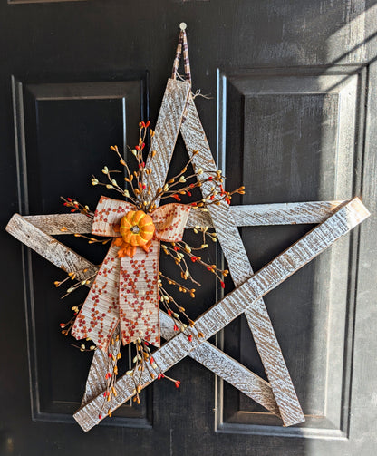 Amish Made Wooden Fall Star | Rustic Farmhouse Door Decor